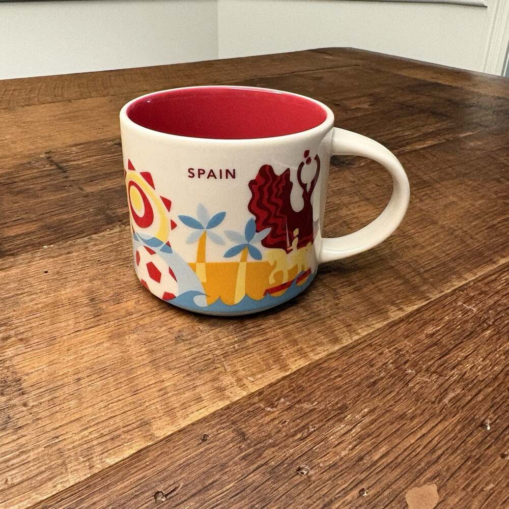 Starbucks Spain "You Are Here" Collection Mug Red Interior Coffee Cup 14 oz 2019
